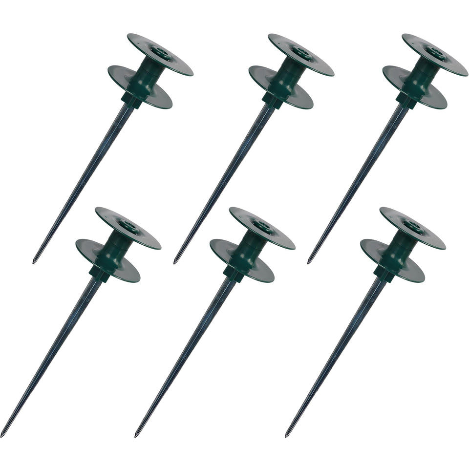 Hourleey hose guide spike 10-inch keeps hoses away from flower beds.