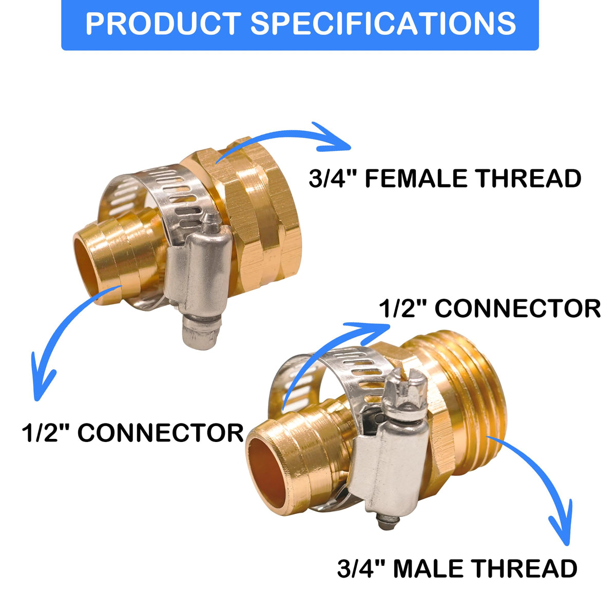 Hourleey 1/2-inch hose connector mender showing secure end-to-end repairs