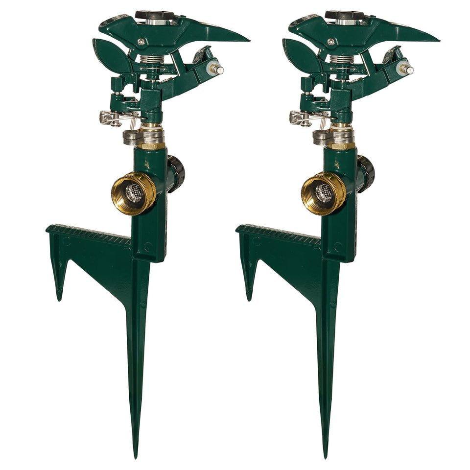 Hourleey impact sprinkler head delivers 360-degree coverage for even lawn watering.