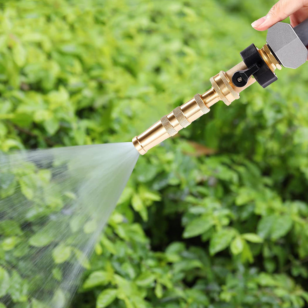 Hourleey leak-proof brass hose nozzle with replacement washers.