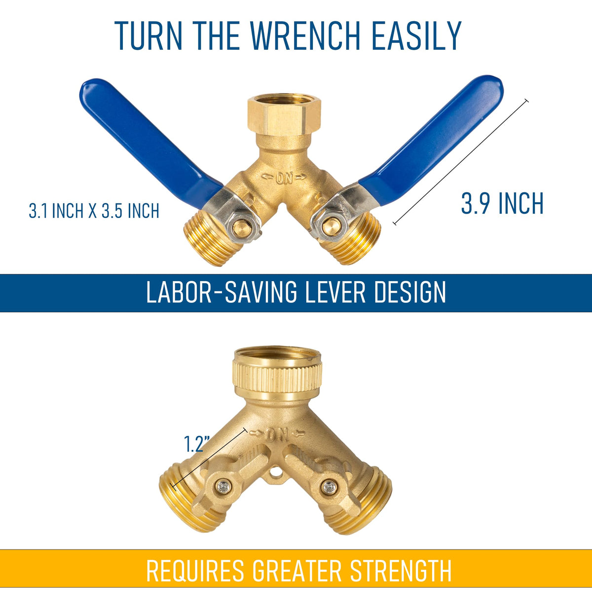 Hourleey long-handle stainless steel lever enables comfortable, precise control.