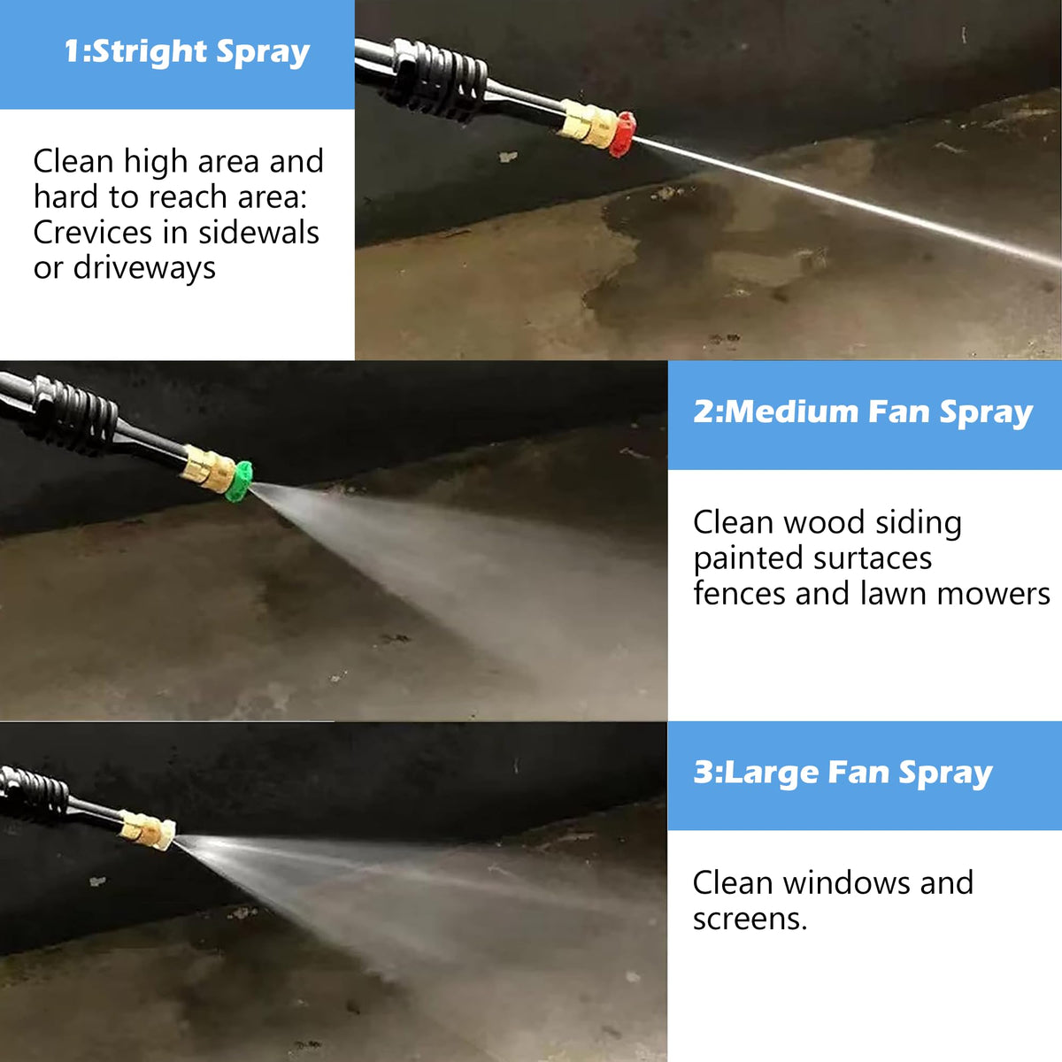Hourleey 0-degree red nozzle delivers focused cleaning power.