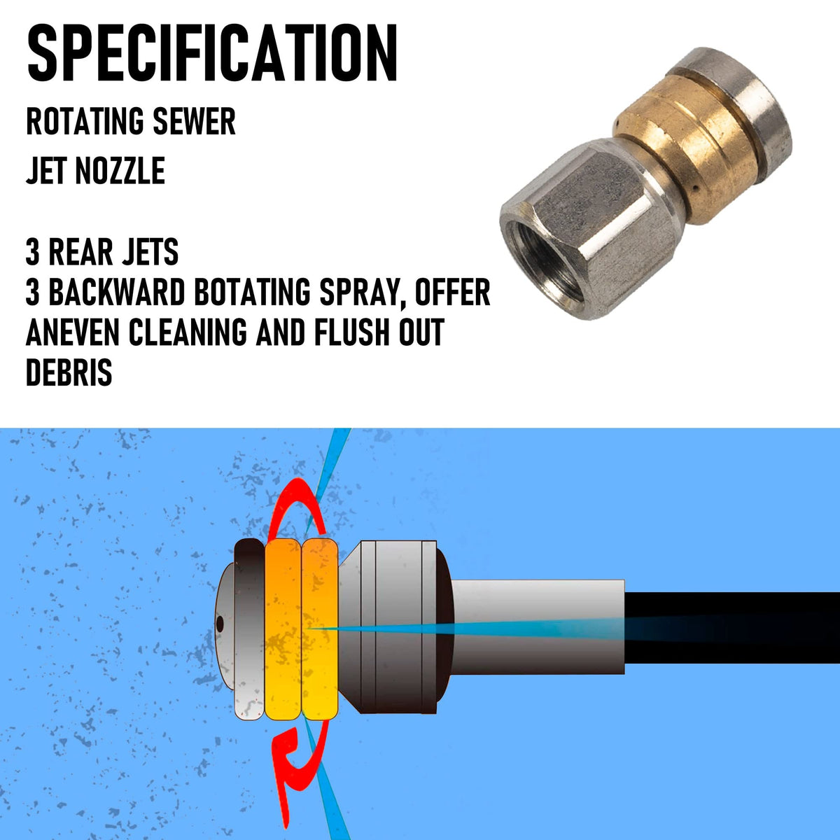 Hourleey orifice 5.5 button nose nozzle boosts flushing of stubborn clogs