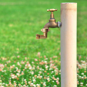 Hourleey outdoor faucet extension reduces bending and strain during garden watering.