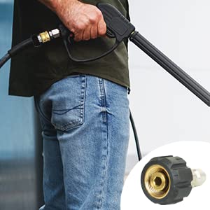 Hourleey adapter kit being used with a high-pressure washer up to 5000 PSI