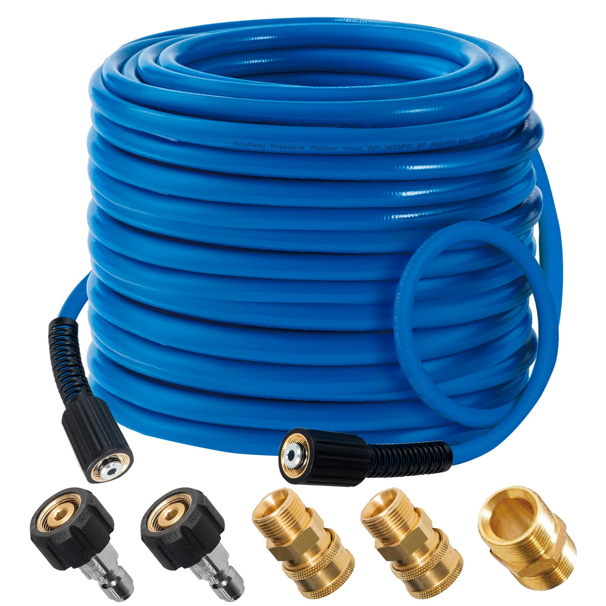 Hourleey pressure washer hose 50ft ready for extended cleaning.