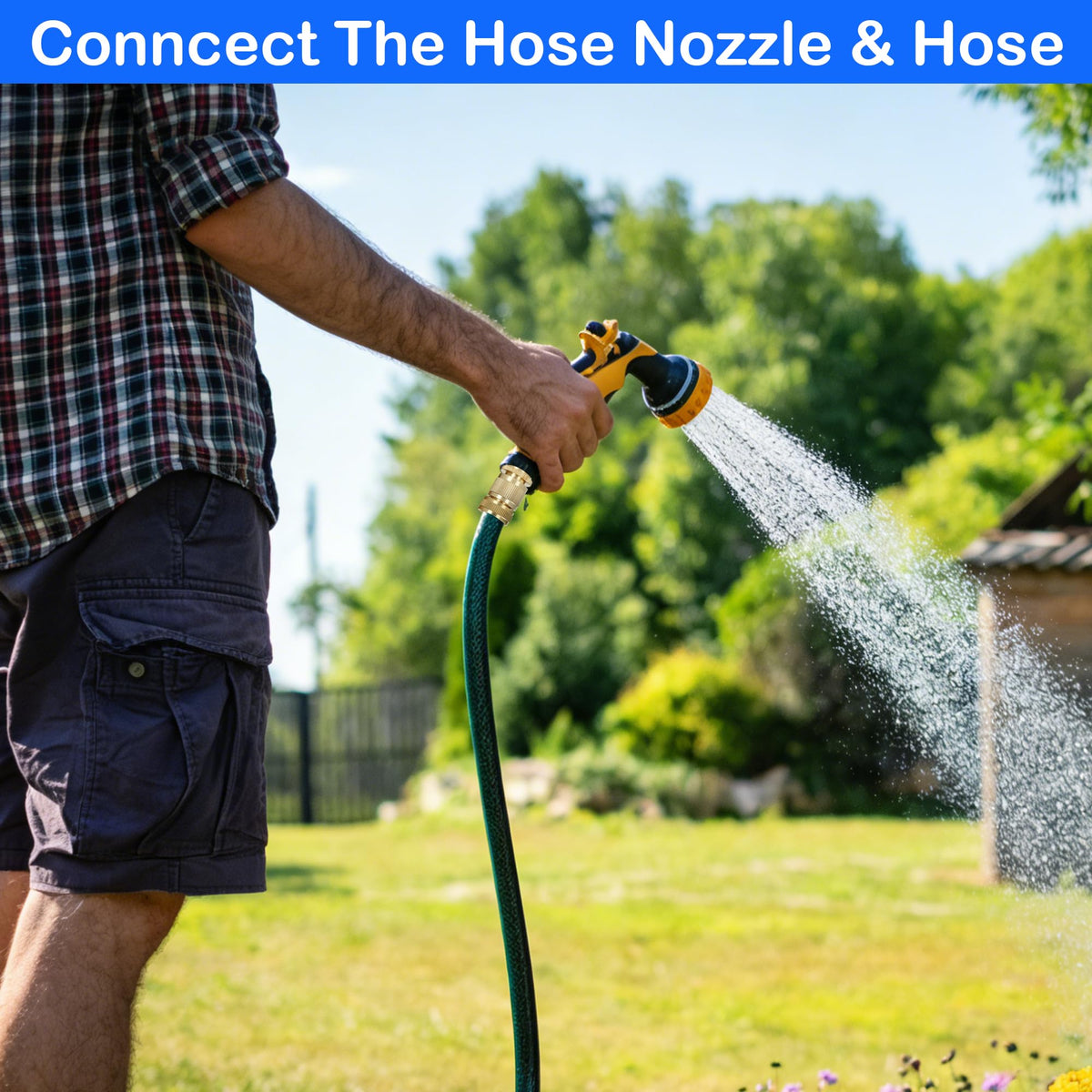 Hourleey garden setup demonstrates easy, tool-free connections for watering.