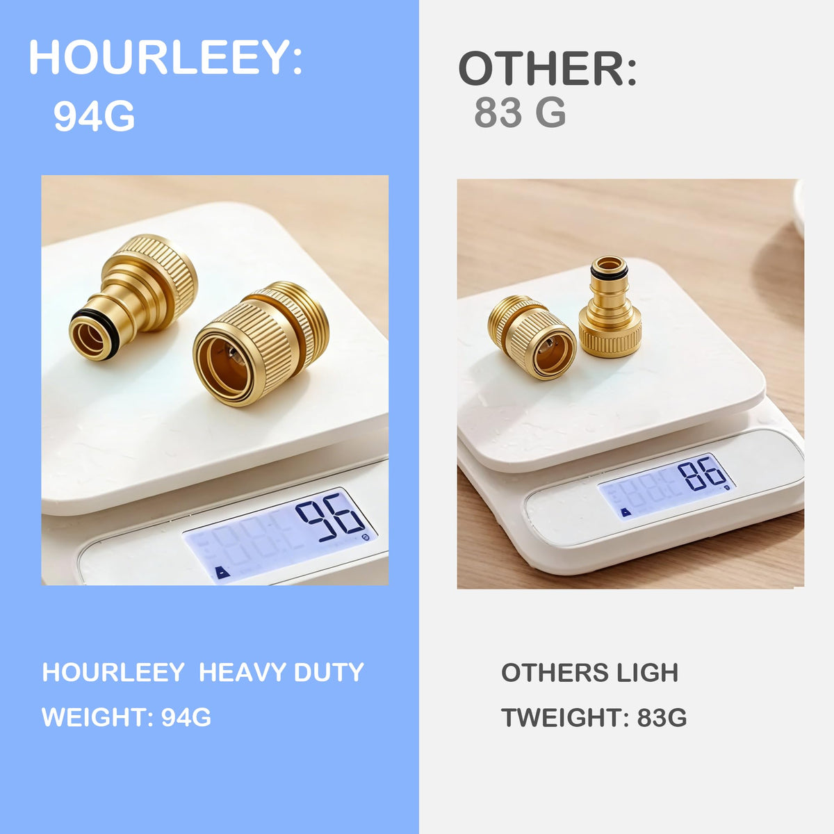 Hourleey solid brass quick-connect set demonstrates durable, rust-proof outdoor watering.