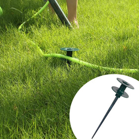 Hourleey spin-top hose guide enables smooth hose movement across lawn.