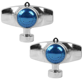 Hourleey 360-degree blue sprinkler, front view, even coverage for small lawns.