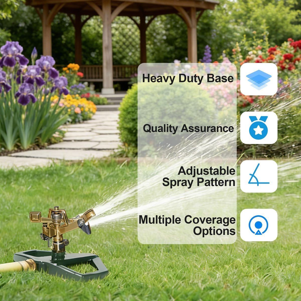 Hourleey sprinkler 360-degree rotation for full yard coverage.
