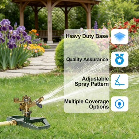 Hourleey sprinkler 360-degree rotation for full yard coverage.