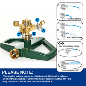 Hourleey sprinkler adjustable coverage arc for precise lawn watering.