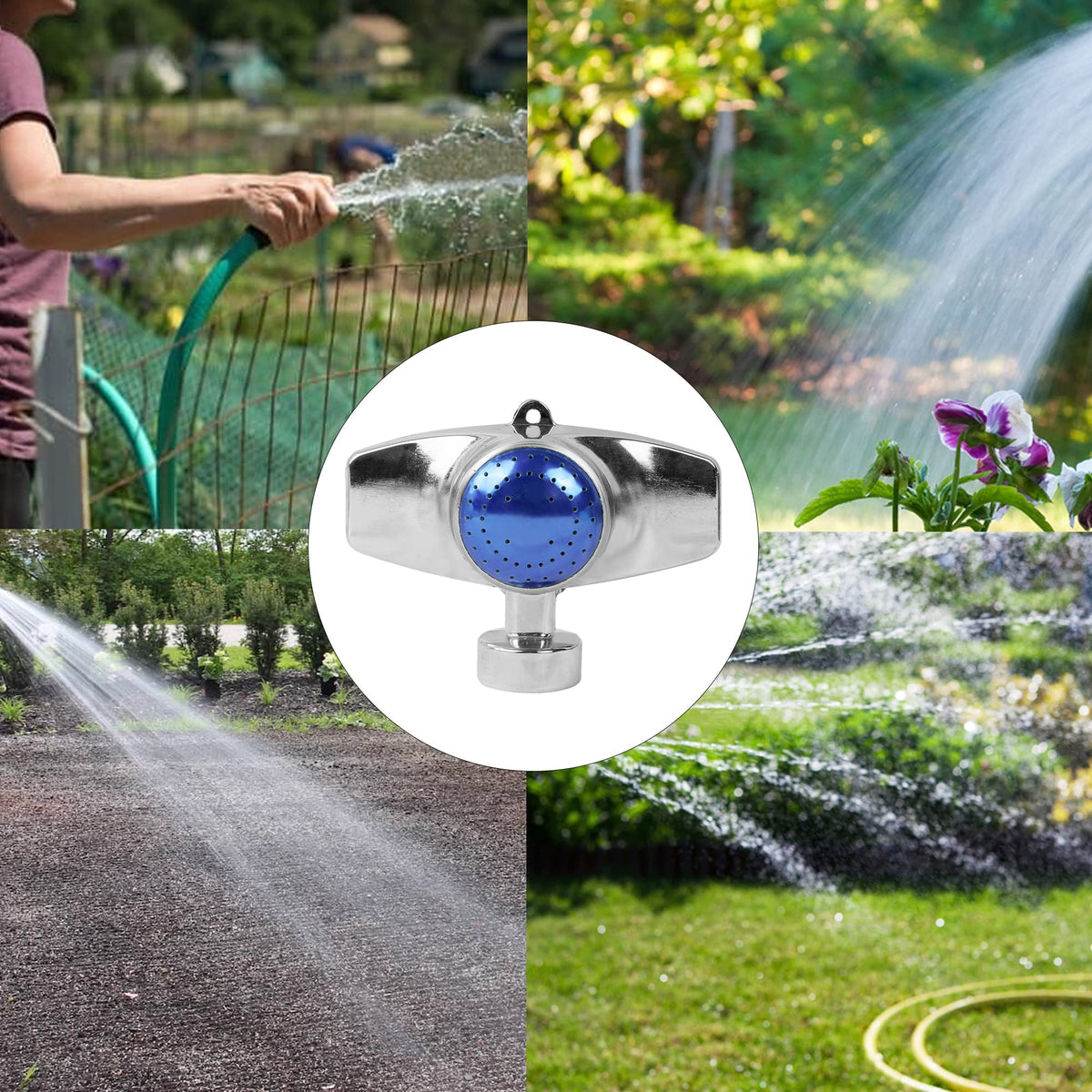 Hourleey blue sprinkler hose connection, 3-4 inch fit, leak prevention.