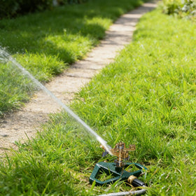 Hourleey sprinkler versatile for lawns, gardens, patios.
