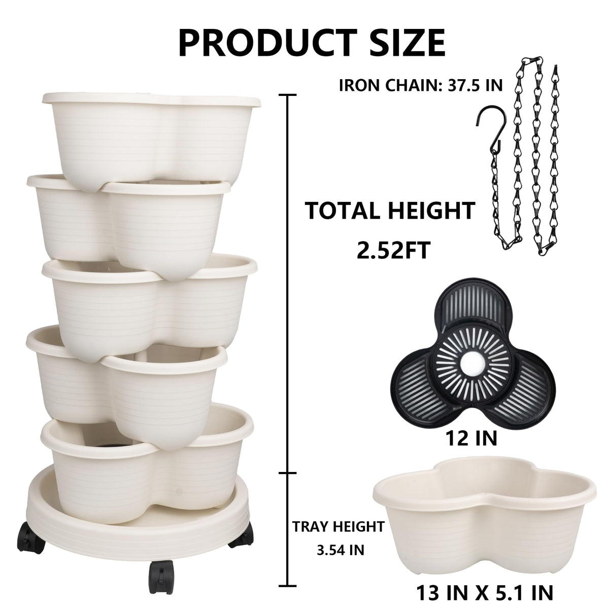 Hourleey strawberry planter stackable assembly highlights customizable tiers for dense planting.