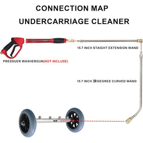 Hourleey undercarriage cleaner with casters for smooth maneuvering around vehicles