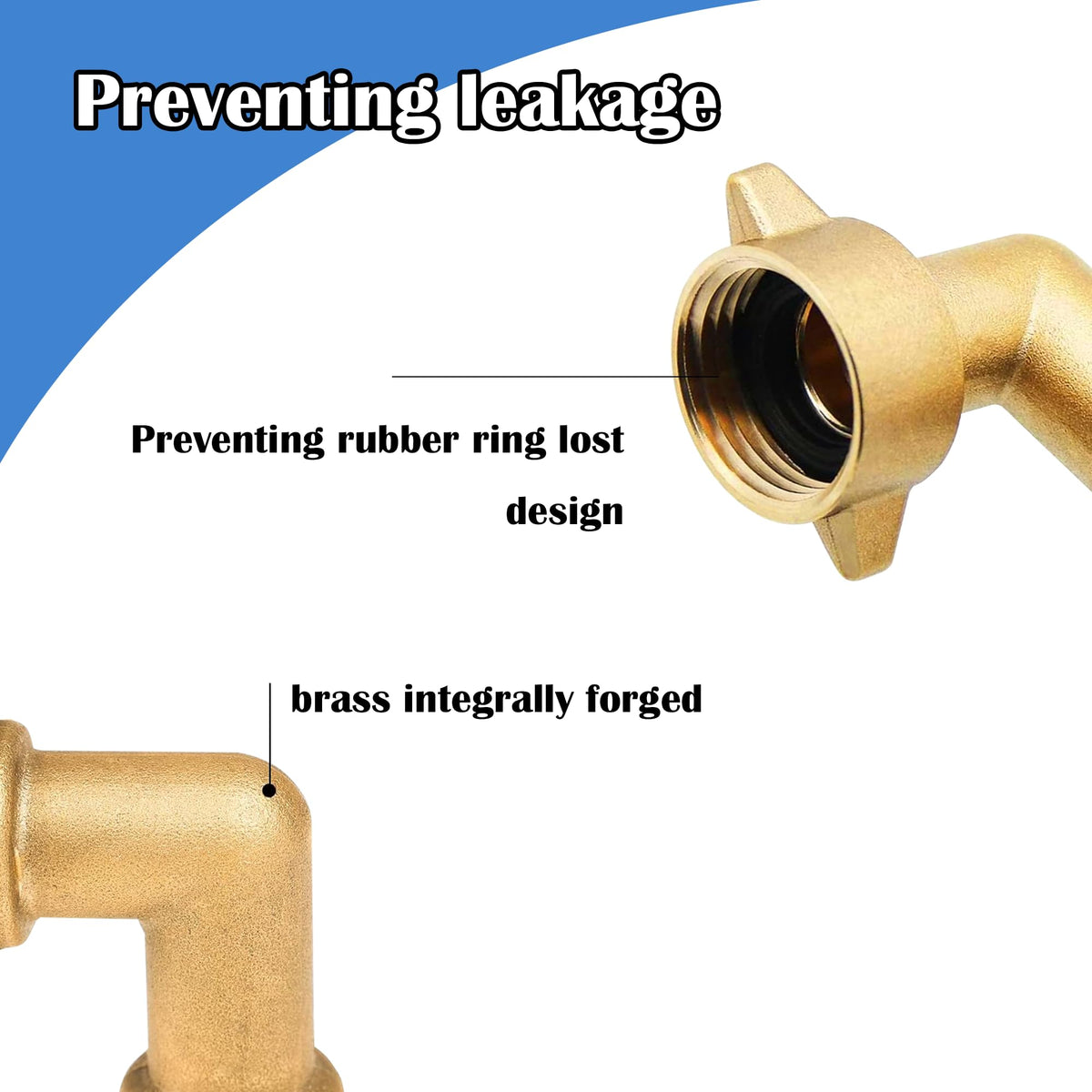 Hourleey hose elbow includes washers for a tight, leak-free seal at fixtures.