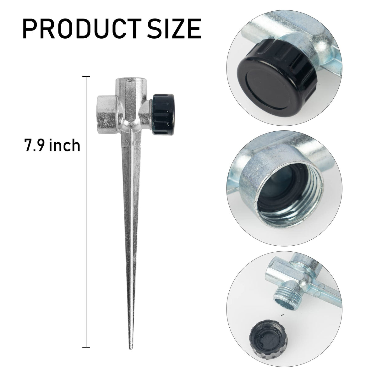 Hourleey zinc alloy sprinkler base ground stake provides sturdy outdoor irrigation.