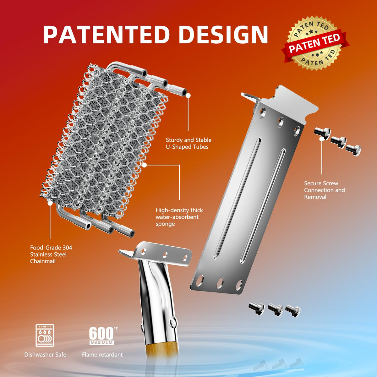 House Again extended-reach handle enables safe cleaning of hot grates