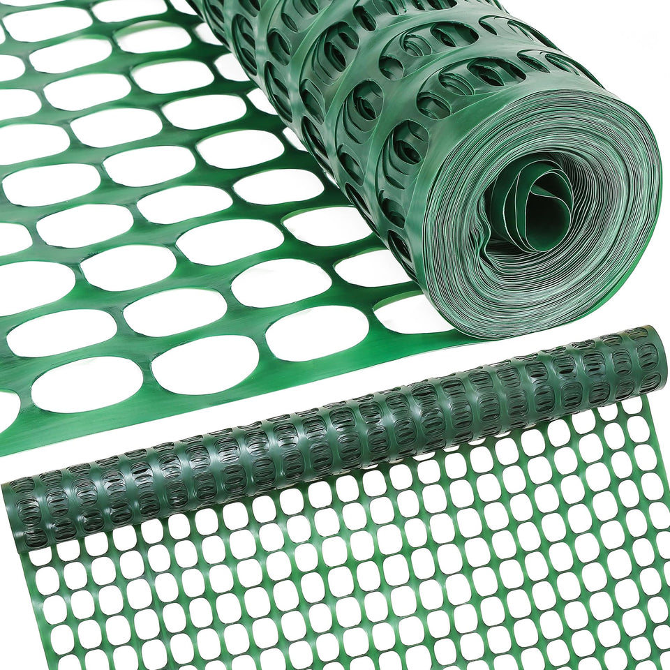 Houseables fencing 4ft x 100ft green mesh roll ready for quick yard fencing.