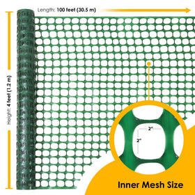 Houseables fencing close-up view highlights lightweight plastic mesh for easy setup.