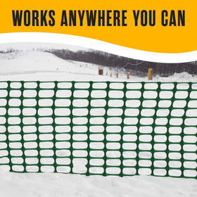 Houseables fencing acts as snow fence guiding drifting near drive.