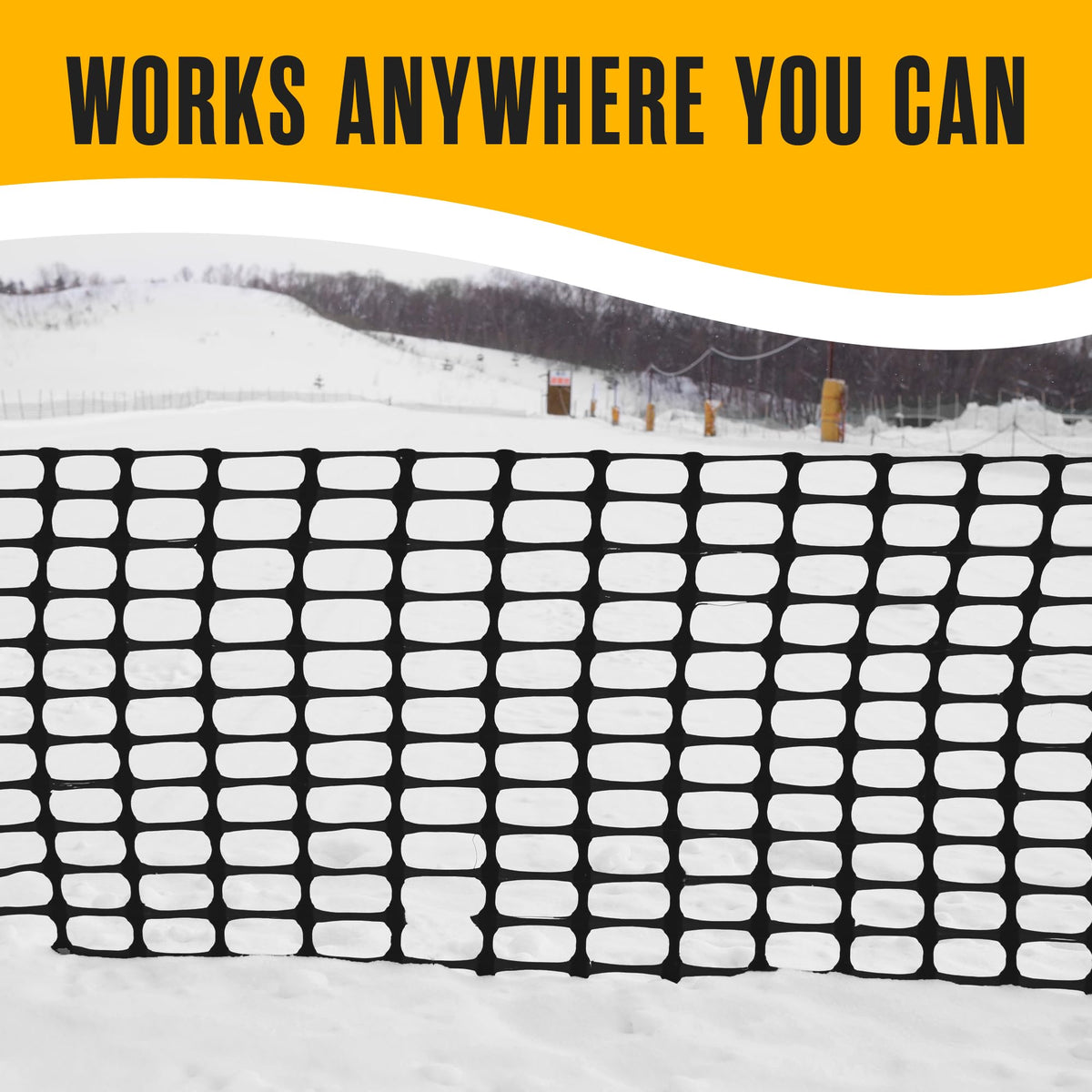 Houseables snow fence mesh blocks wind and defines outdoor spaces