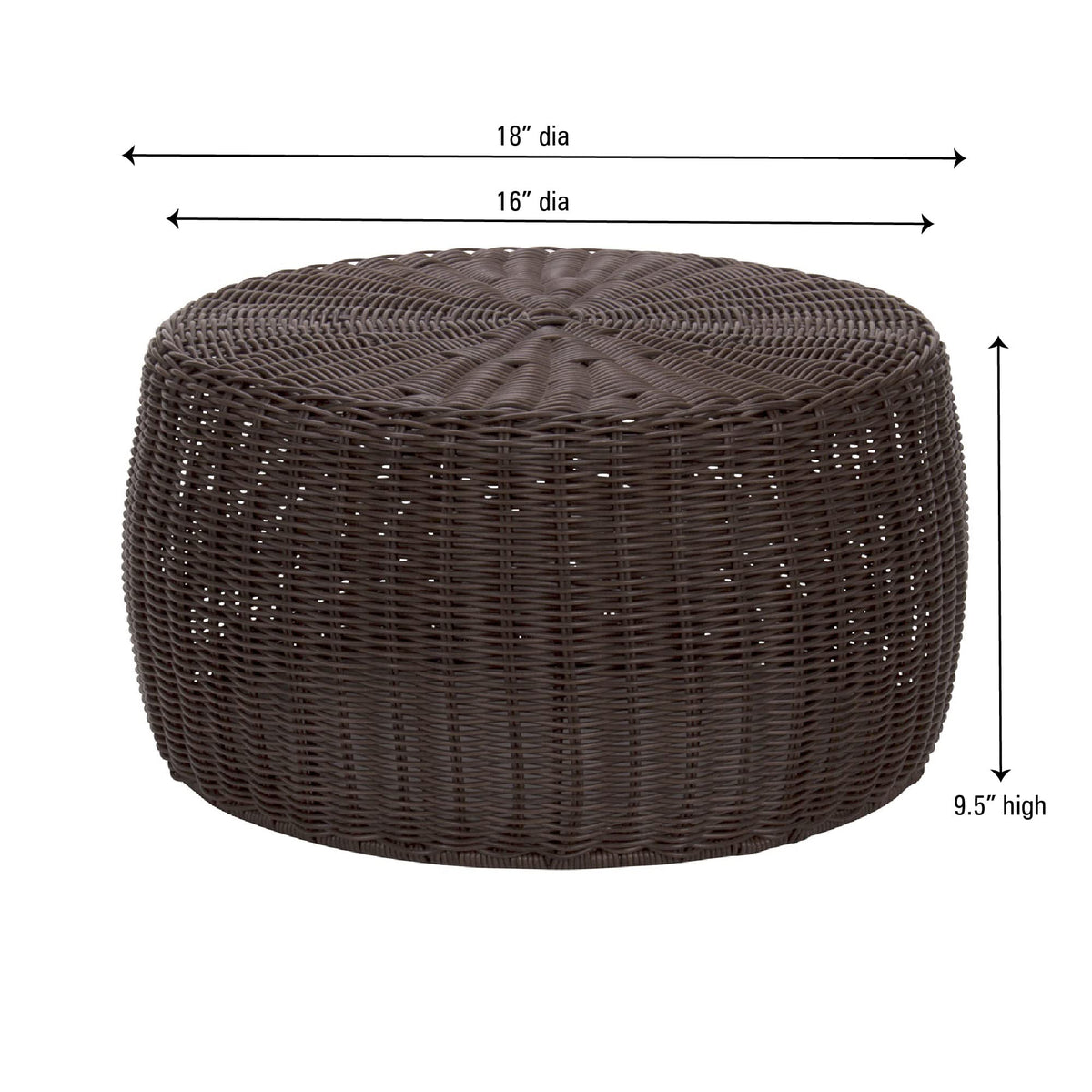 Household Essentials brown resin weave stool on patio demonstrates outdoor-ready durability