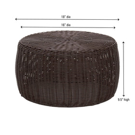Household Essentials brown resin weave stool on patio demonstrates outdoor-ready durability