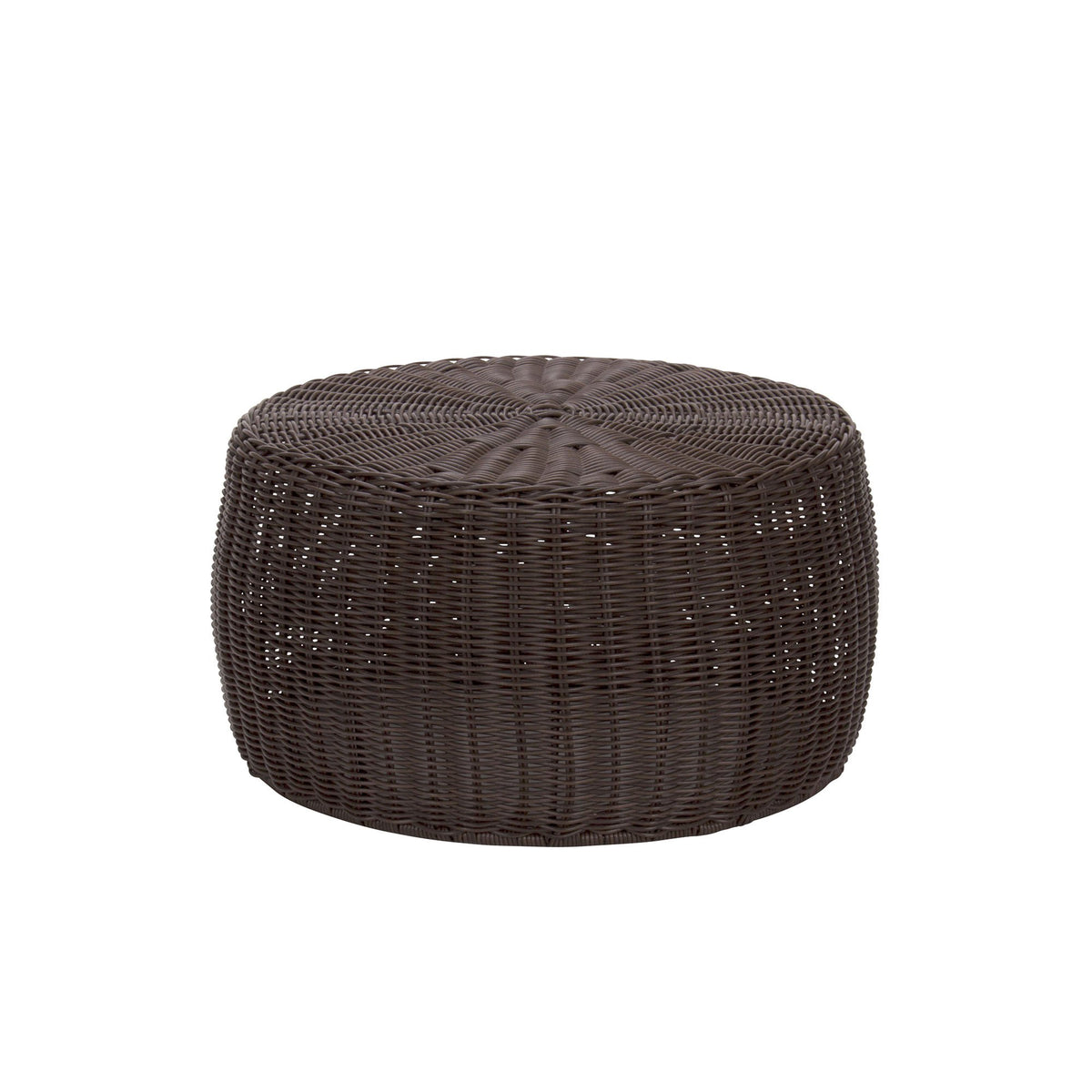 Household Essentials handwoven resin storage stool close-up shows durable weave and warm brown color