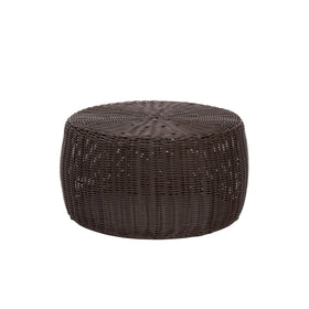 Household Essentials handwoven resin storage stool close-up shows durable weave and warm brown color