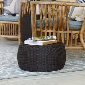 Household Essentials storage stool used as footrest in living room