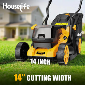 Houselife 14-inch wider cut for faster yard mowing across the lawn.