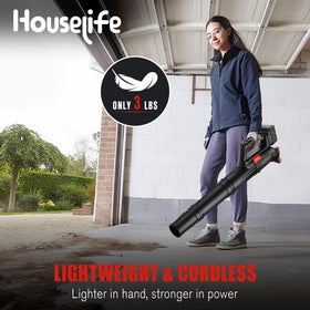 Houselife 400 CFM 130 MPH performance for quick debris clearance on patios and driveways.
