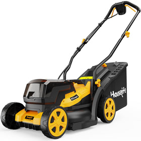 Houselife 40V lawn mower battery compartment showing space for two 4.0Ah packs.