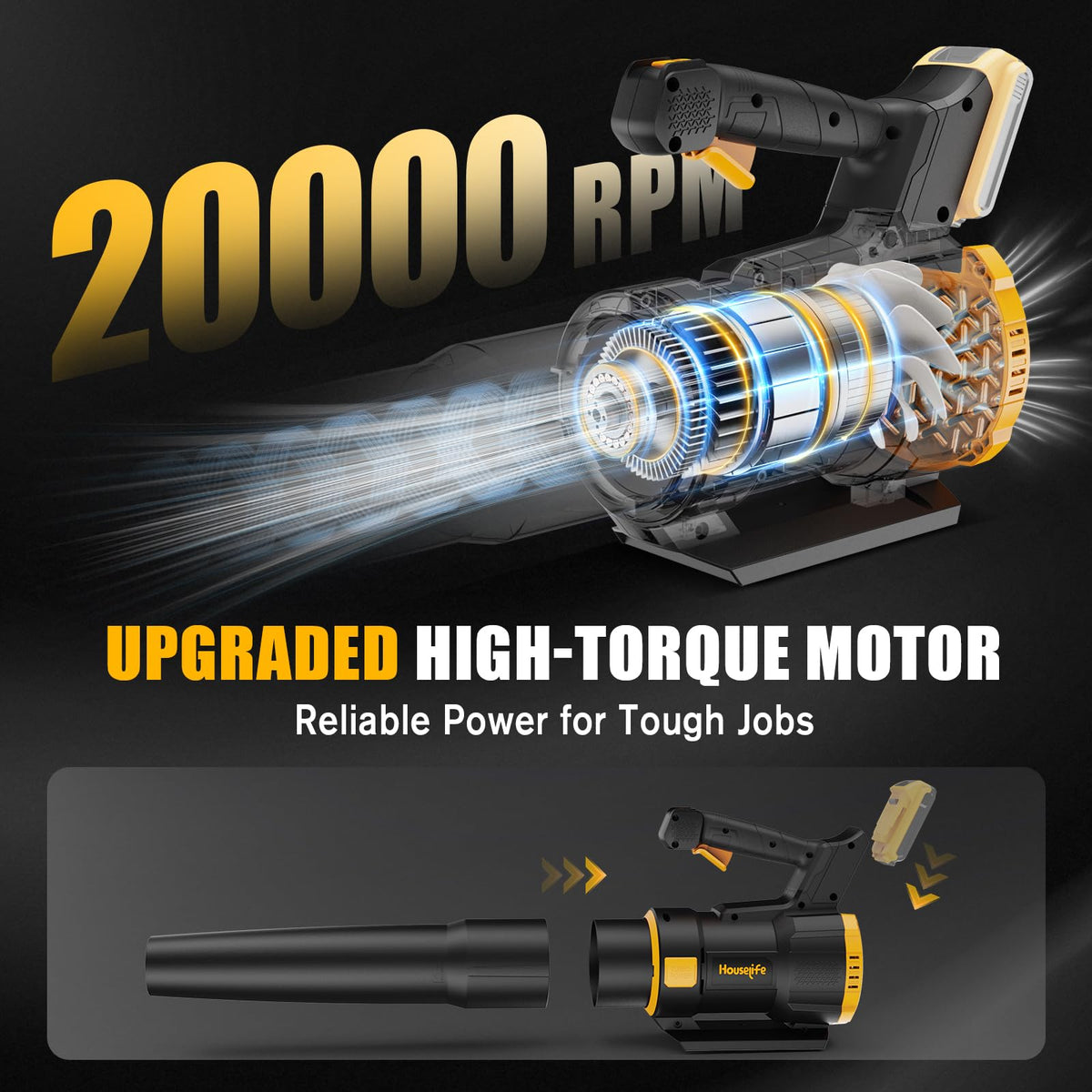 Houselife compatible with DeWalt 20V MAX batteries for flexible power options.