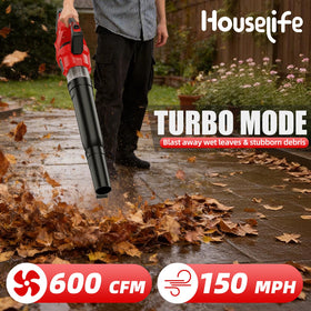 Houselife three-speed blower with Turbo mode at twenty-thousand RPM for tough jobs.