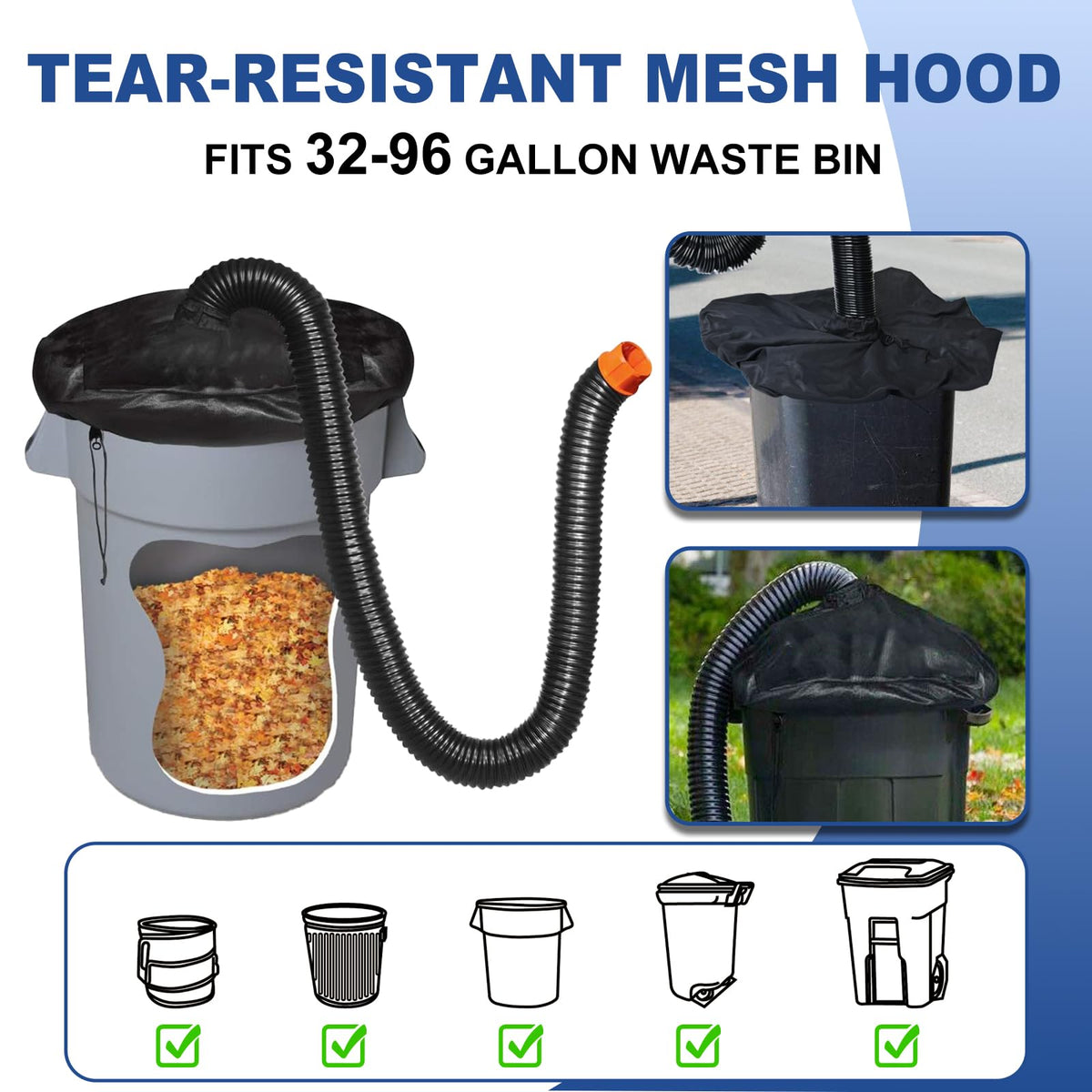 Houseluxe leaf collector maintains steady suction with a reliable spill prevention mesh hood