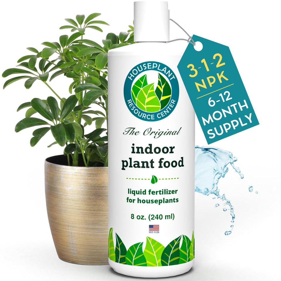 Houseplant Resource Center Indoor Plant Food bottle being poured for balanced feeding