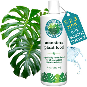 Houseplant Resource Center Monstera food bottle promotes balanced nourishment for lush indoor foliage