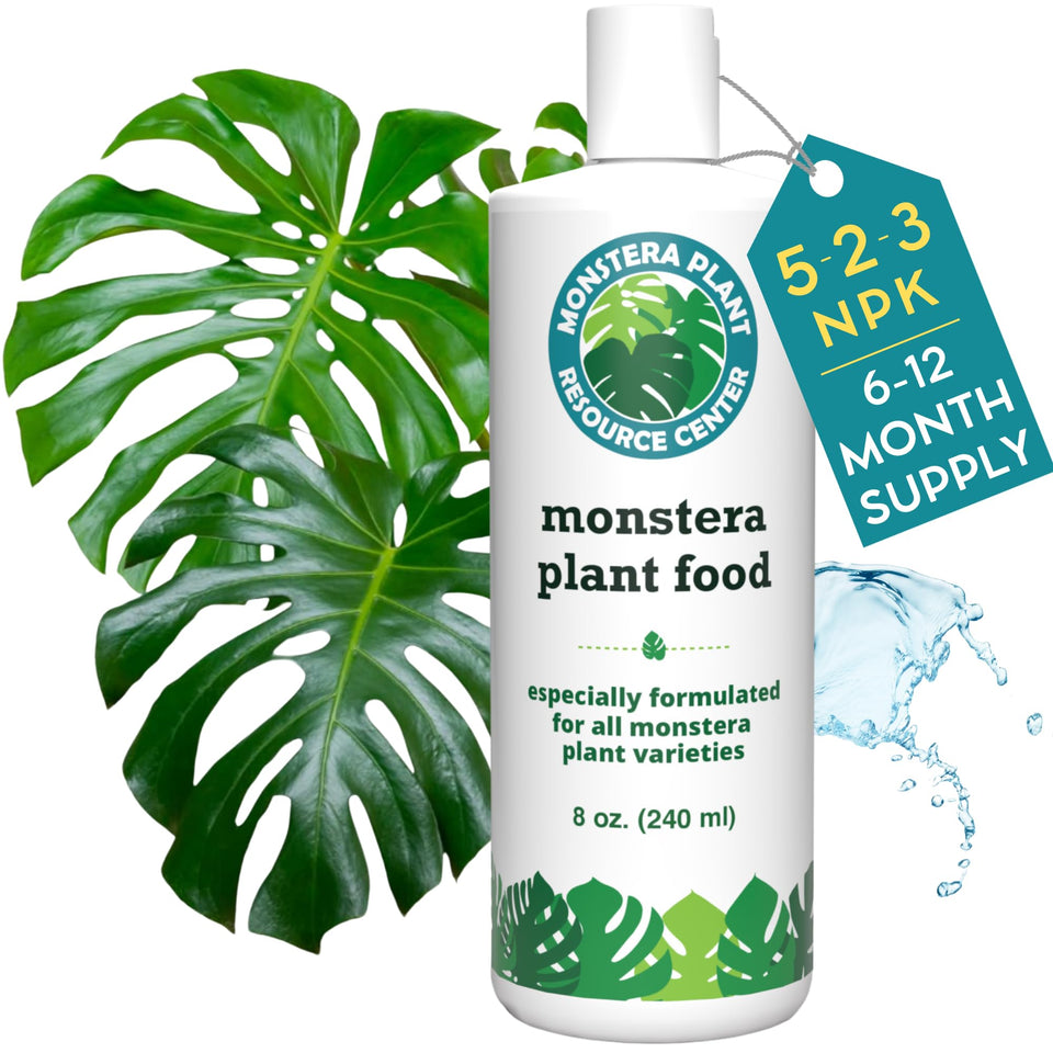 Houseplant Resource Center Monstera food bottle promotes balanced nourishment for lush indoor foliage
