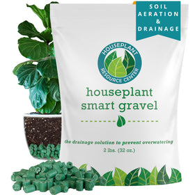 Houseplant Resource Center Smart Gravel demonstrates a drainage layer under pots to prevent soggy soil