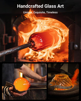 HouseSapp hand-blown glass art reservoir adds decorative garden charm.