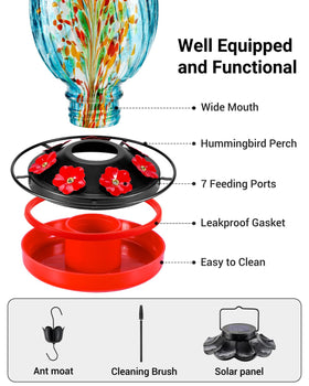 HouseSapp seven feeding ports with 360-degree perch invite multiple birds.