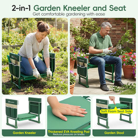 Housolution Garden Kneeler folded into a compact stool for easy transport.