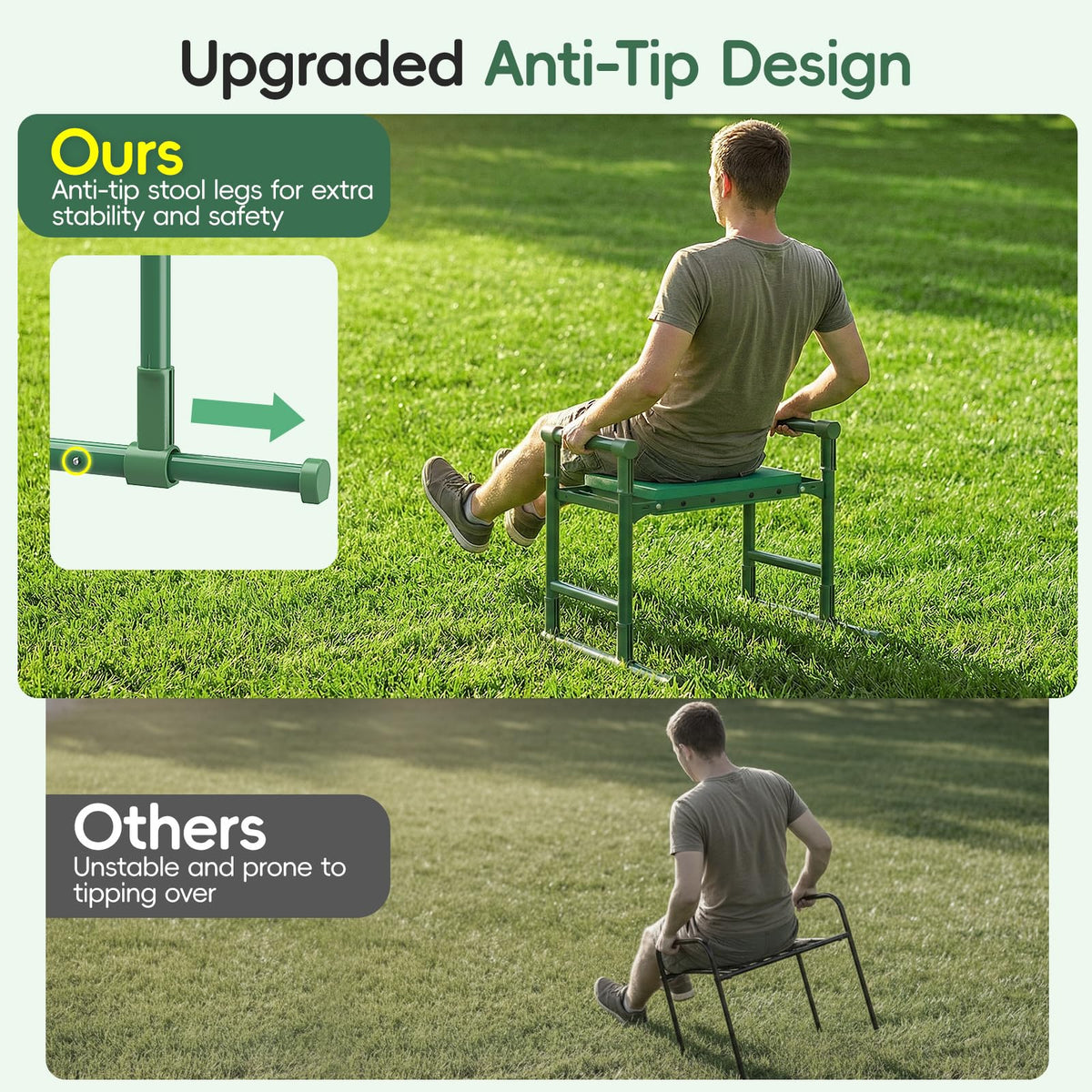 Housolution Garden Kneeler sturdy metal frame resists rust for lasting outdoor use.