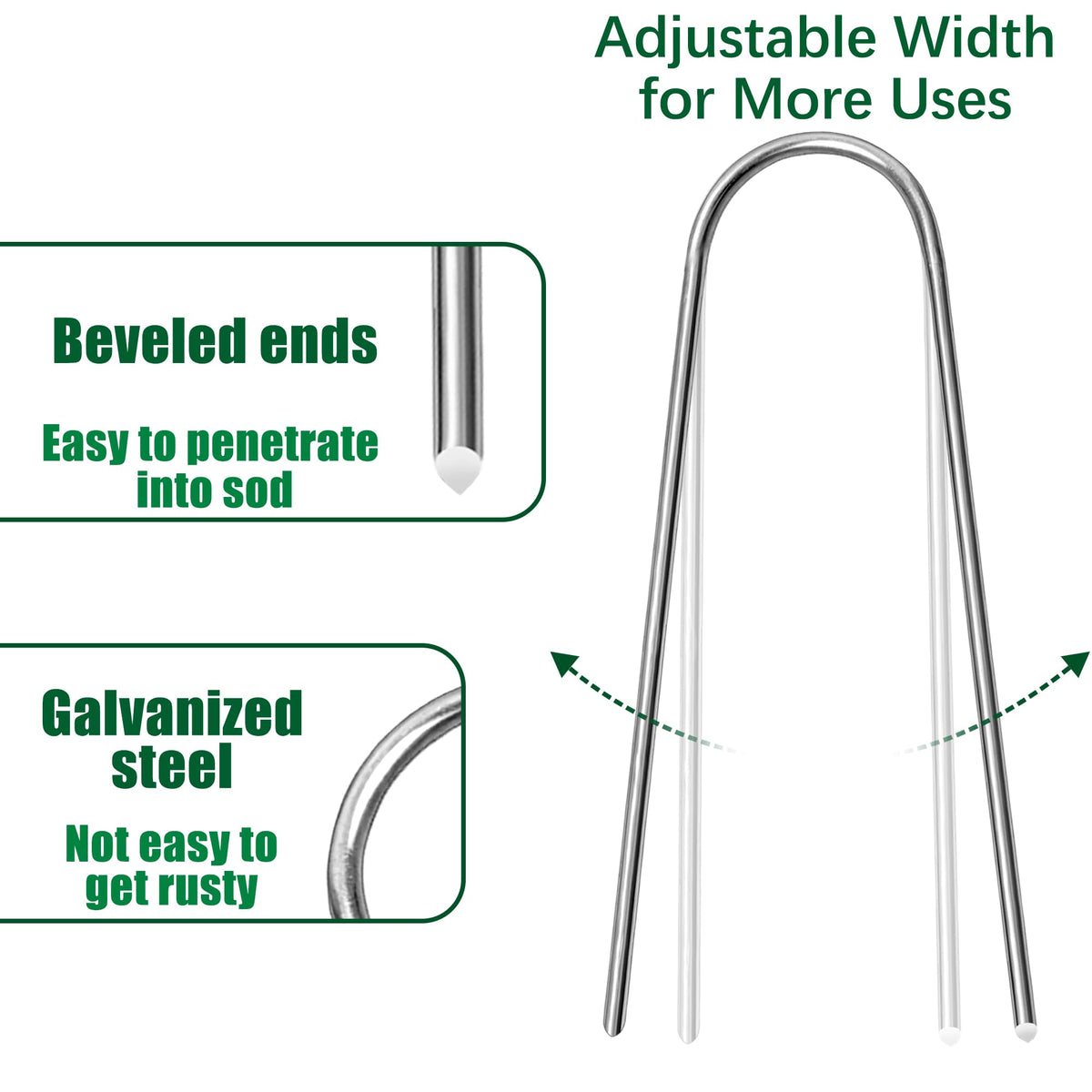 Houya dual-beveled ends ease installation through fabric, soil, and mulch.
