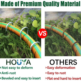 Houya multi-purpose stakes support weed barriers and outdoor fabrics.
