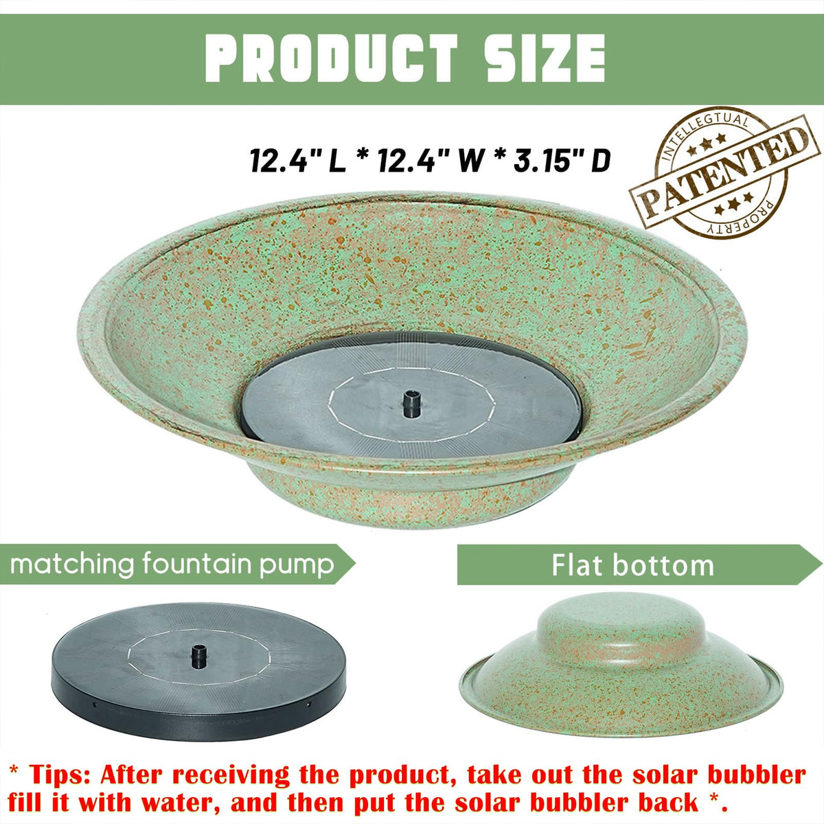 Houyang bubbler fixed-bottom detail shows stable water flow in sun